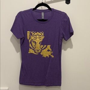 Women’s LSU-style Purple T-Shirt with Gold Tiger Graphic